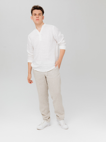 Льняные брюки Синий Лен